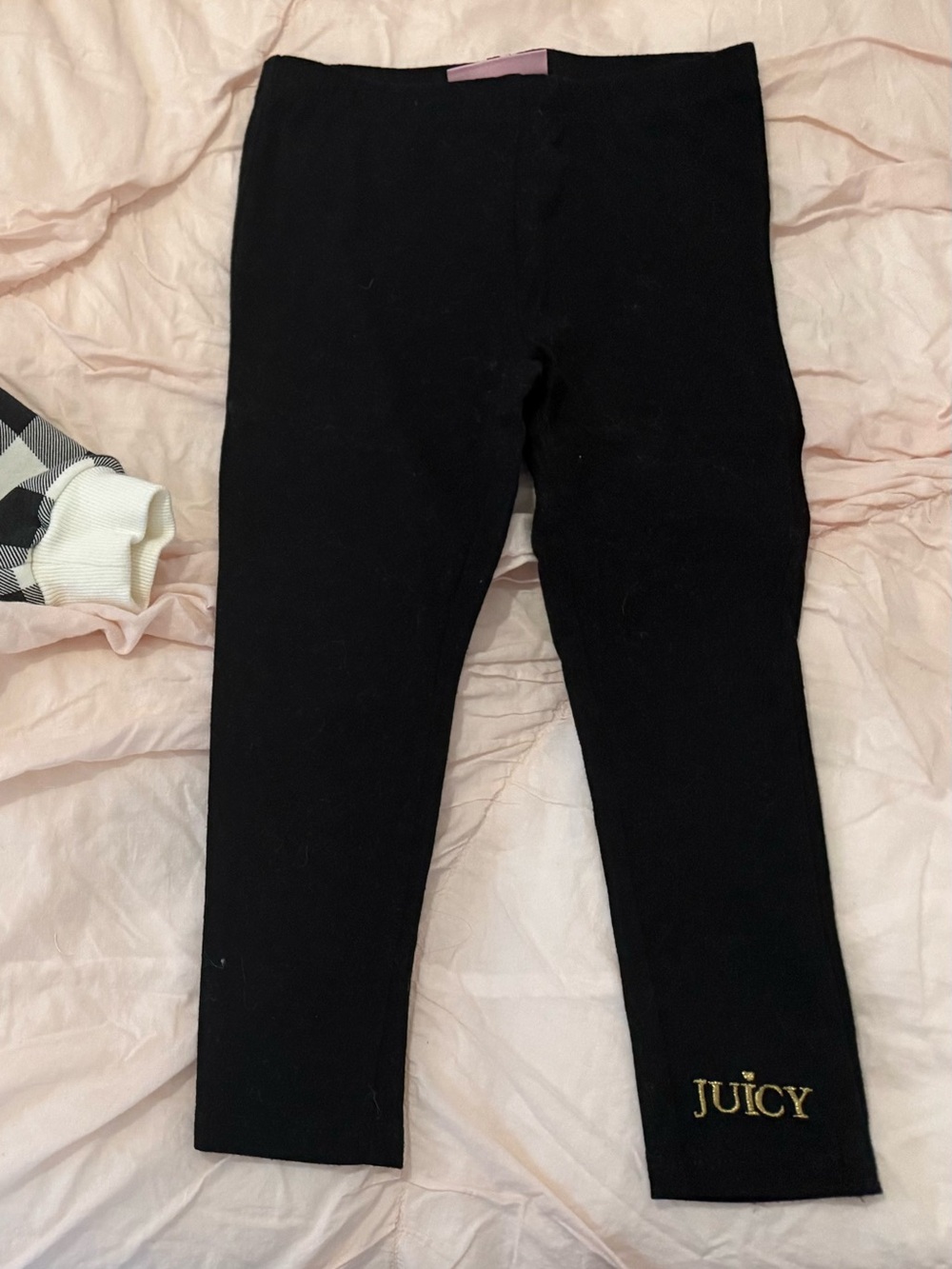 Juicy Couture Black Leggings with Gold 'JUICY' Hem Logo
